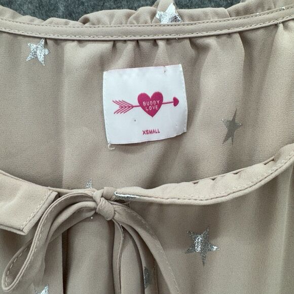 Buddy Love Womens Zozo Mini Dress Size Small Blush Metallic Star Concert Party - Picture 6 of 11